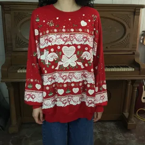 Vintage 80s | Puffy Paint Tacky Ugly Christmas Sweater | XXL