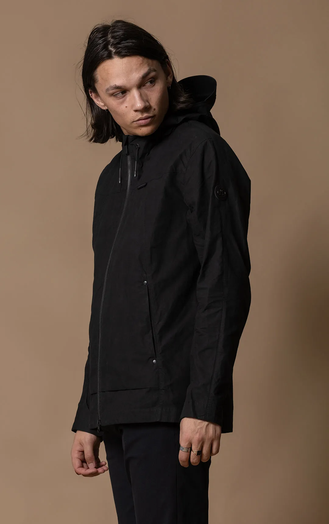 WAXED COTTON HOODED JACKET - CLEARANCE