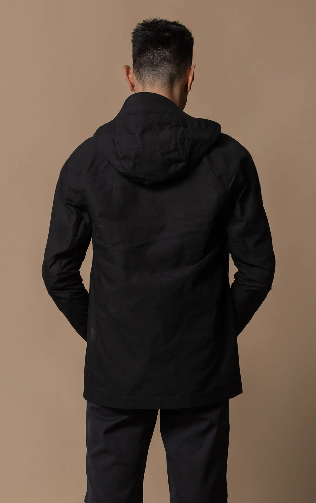 WAXED COTTON HOODED JACKET - CLEARANCE