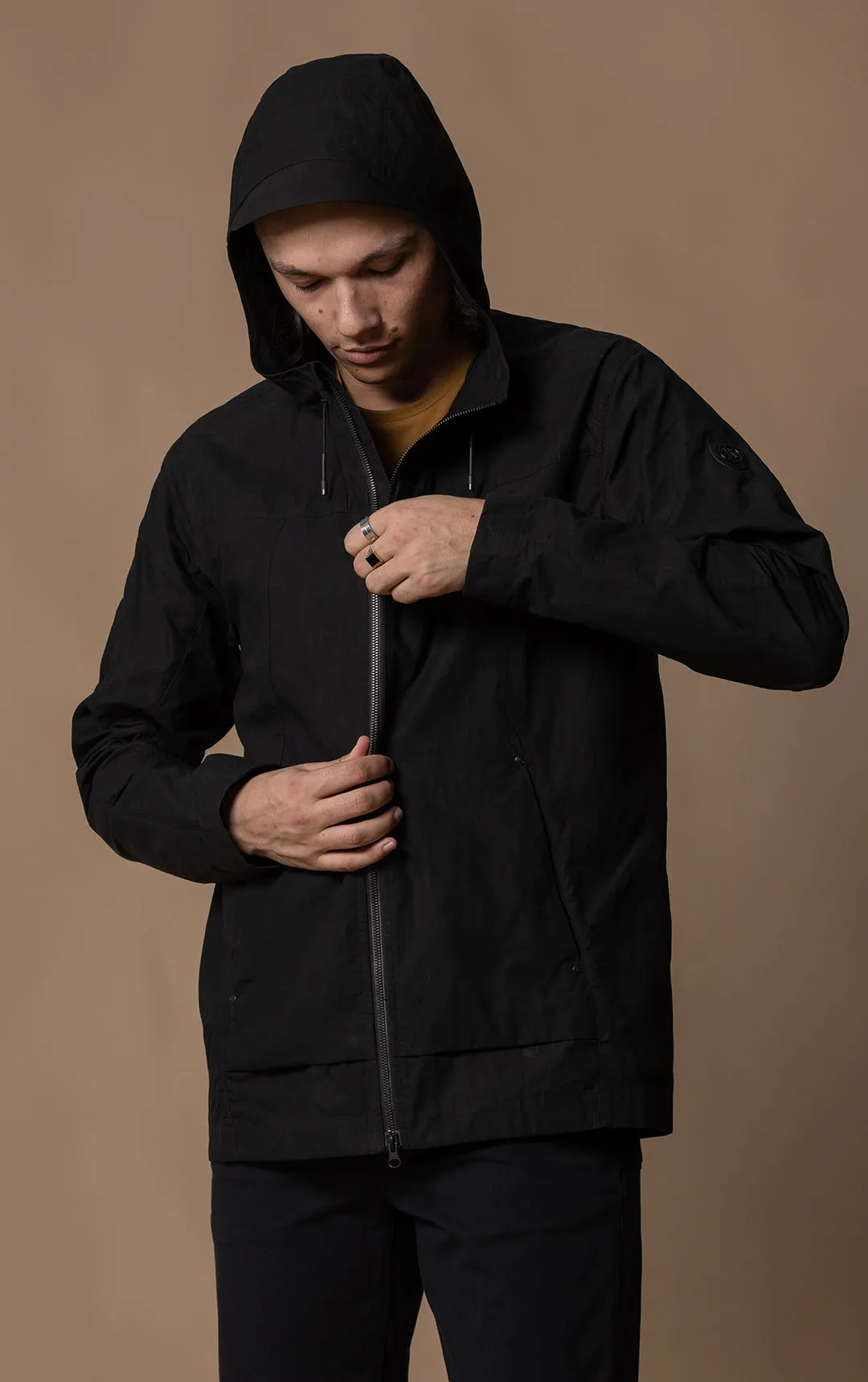 WAXED COTTON HOODED JACKET - CLEARANCE