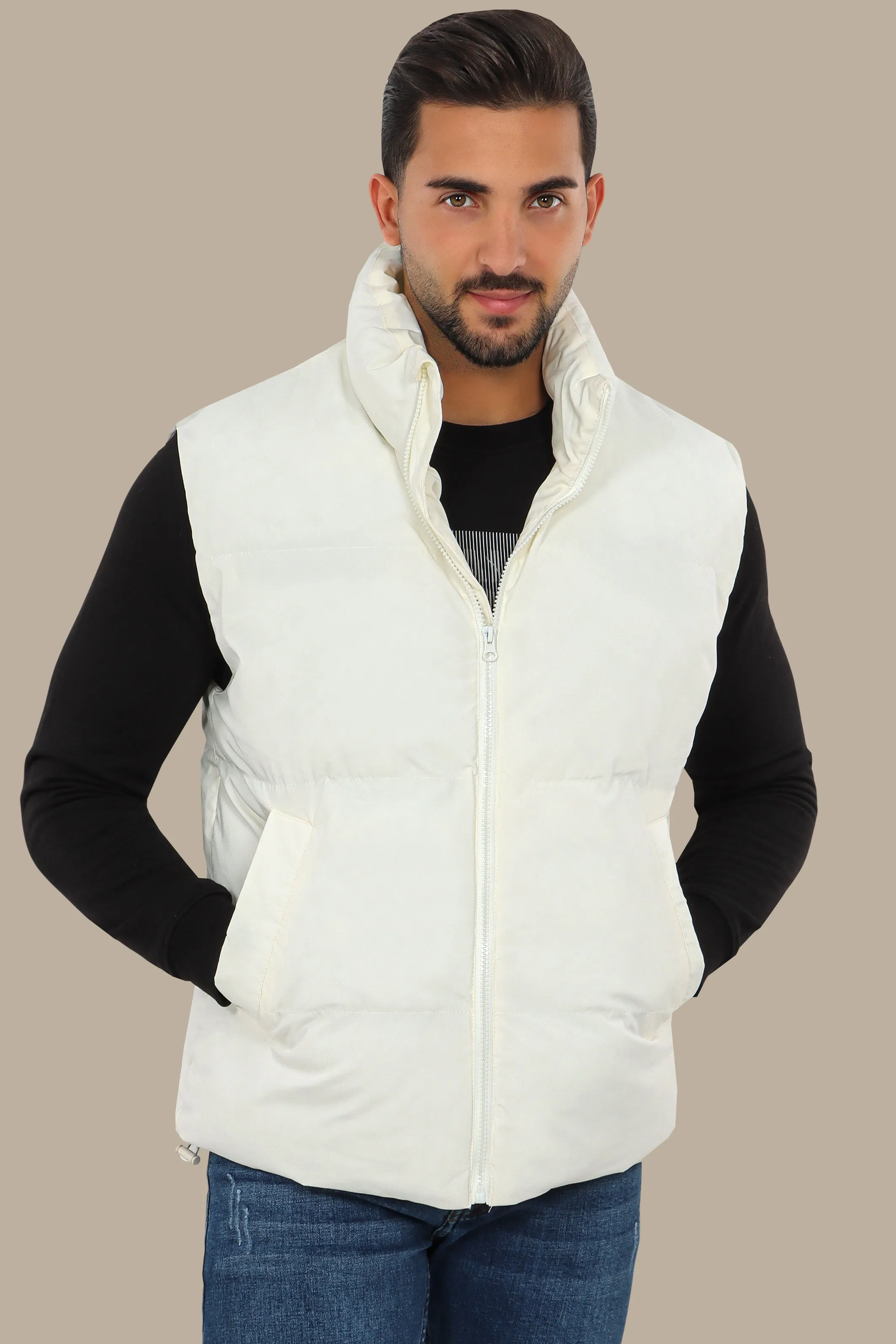 White Basic Puffer Vest