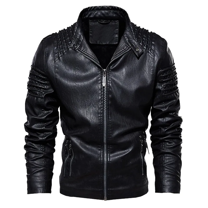 Winter Fleece Leather Jackets Men&#39;s Bomber Motorcycle Jacket Steampunk Male Leather Windbreaker Moto Biker Outdoor Coat Hombre