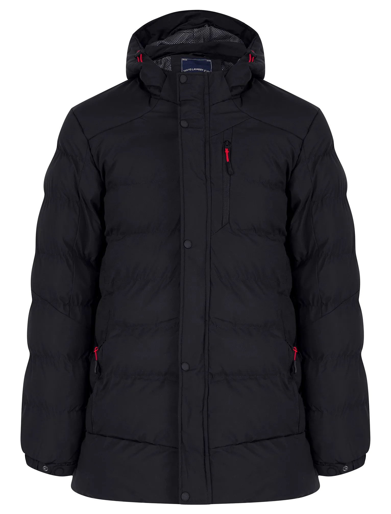 Yorkshire 2 Quilted Puffer Coat with Hood in Jet Black - Tokyo Laundry